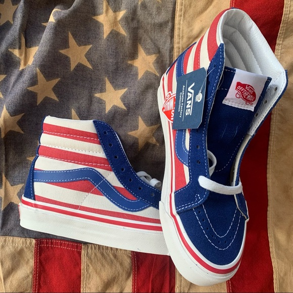 Vans Sk8-Hi 38 DX og blue of red stipe Sz 6.5 - Picture 1 of 10